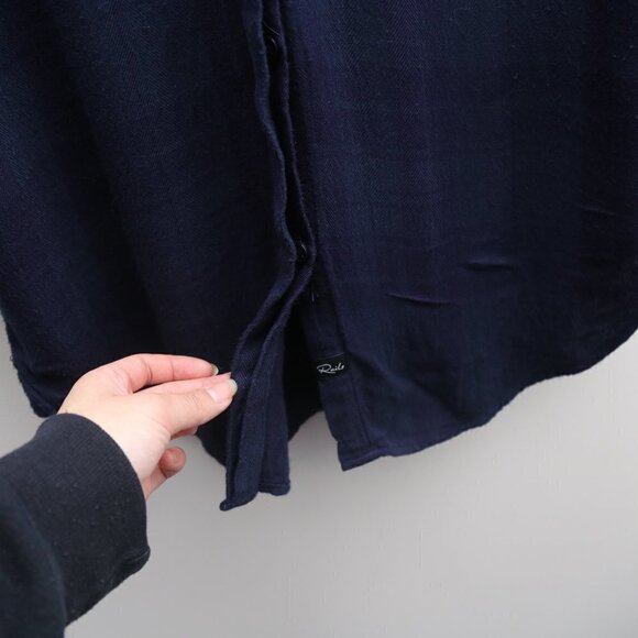 Rails Bianca Long-Sleeve Plaid Flannel Dark Blue Shirt Mini Button Down - Picture 6 of 9
